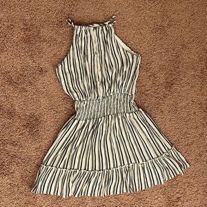She + Sky dress, green white gold stripes